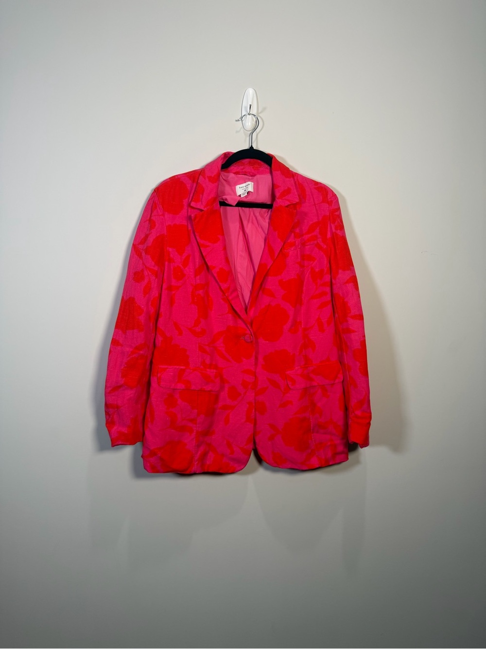 Kate Spade x Target Classic Rose Blazer Pink Red Floral Linen Blend, size L